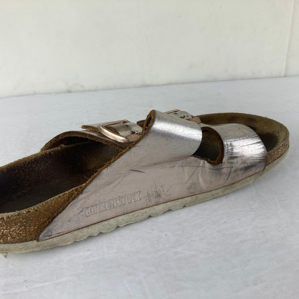 Birkenstock Arizona‎ Sz 8.5 Rose Gold Big Buckle Comfort Sandals Boho Grunge - Picture 6 of 9